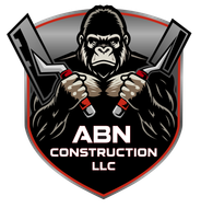 Logo for ABN Construction LLC, featuring a gorilla holding two trowels.