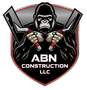 Logo for ABN Construction LLC, featuring a gorilla holding two trowels.