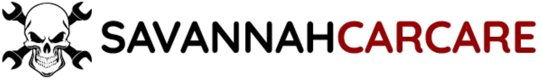 A logo featuring a skull with cross-wrenches, followed by the text "SAVANNAH" in black and "CARCARE" in red.