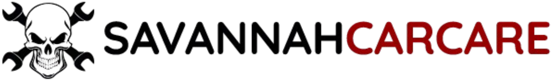 A logo featuring a skull with cross-wrenches, followed by the text "SAVANNAH" in black and "CARCARE" in red.