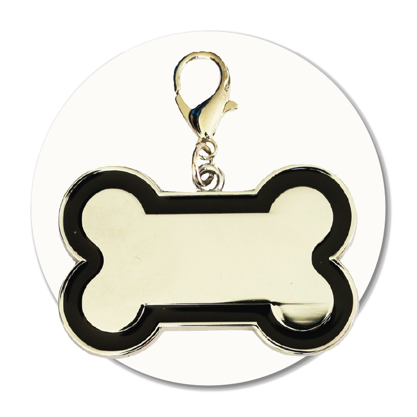 Bone Shaped Pet Tag with Black Border
