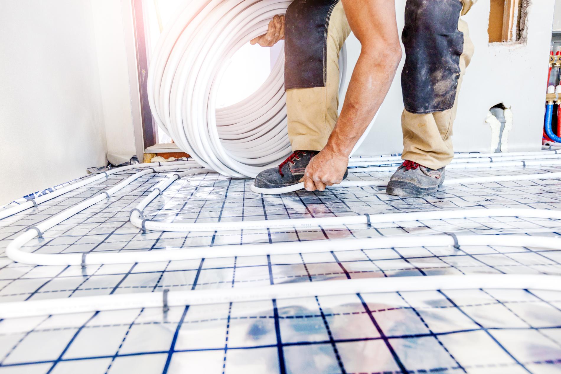 Heating coils being installed