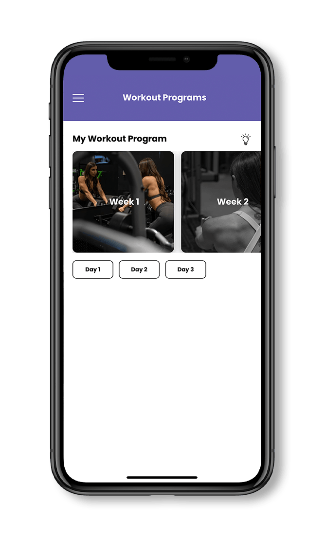 A cell phone with a screenshot of a gym app on it.