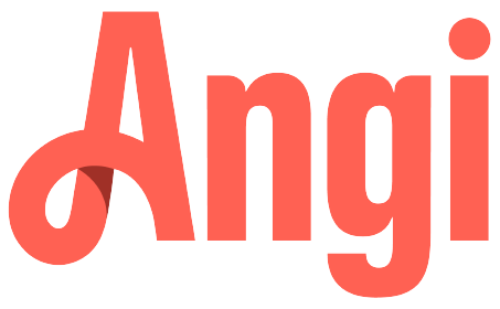 Orange Angi logo on a white background