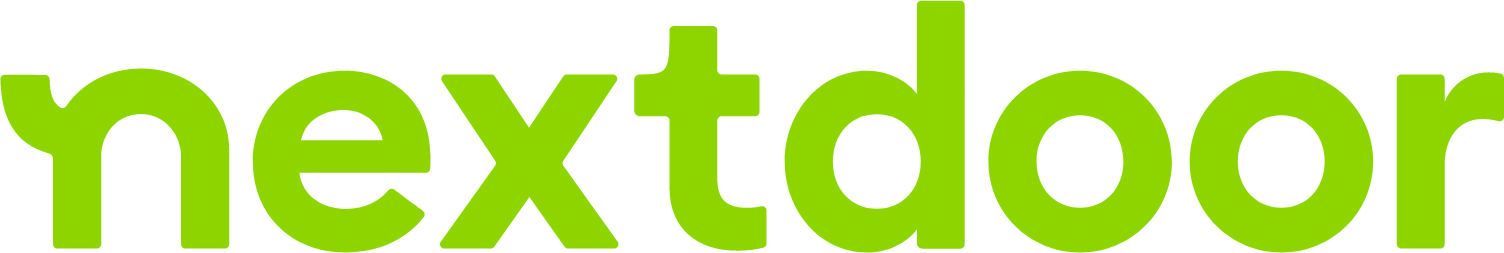 Nextdoor logo in bright green lowercase text with a small green house-shaped icon above the letters.