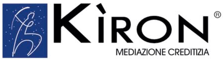Logo Kiron con icona blu e testo nero “KIRON”, oltre al sottotitolo “Mediazione Creditizia”