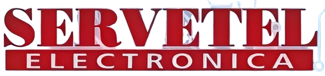 Logo de SERVETEL Servicio Técnico con engranaje y llave inglesa en azul y negro