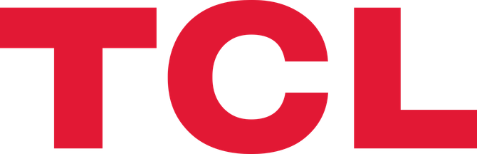 Logotipo rojo de TCL sobre fondo blanco