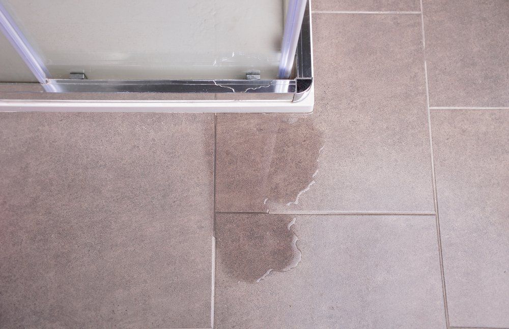 A Wet Tile Floor in A Bathroom Next to A Shower Stall — Turbo Clean in Tuncurry, NSW