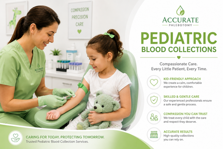 Friendly phlebotomist with a young child patient