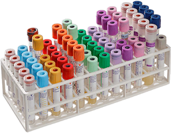 Certified phlebotomist preparing blood draw tray
