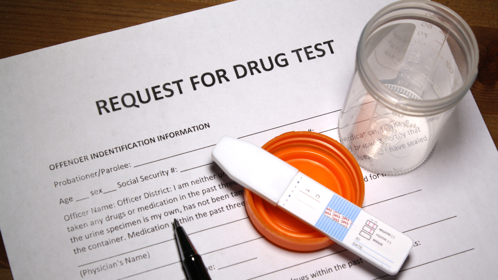 A request for a drug test is on a piece of paper