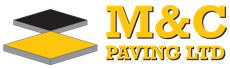 M&C Paving Ltd logo with black, yellow and gray paving icon and gold text