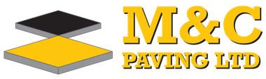 M&C Paving Ltd logo with black, yellow and gray paving icon and gold text