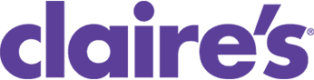 Logo di Claire's viola su sfondo bianco