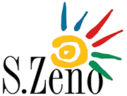 Logo S.Zeno con testo nero e un'icona a forma di sole colorato nei colori blu, rosso, verde e giallo.