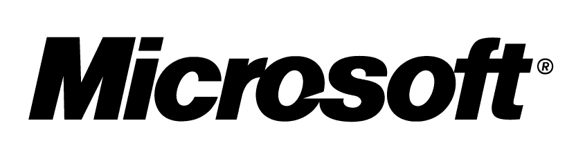 Logo Microsoft in nero su sfondo bianco