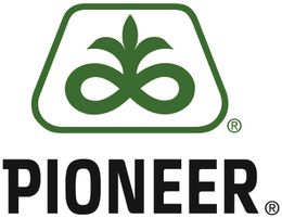 Logo Pioneer in verde e nero con un emblema stilizzato sopra la parola 