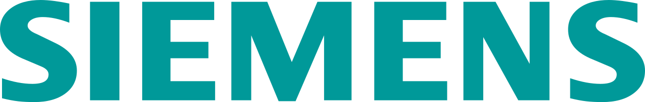 Logo Siemens color verde acqua su sfondo bianco.