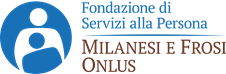 Logo of Fondazione di Servizi alla Persona Milanesi e Frosi ONLUS in blue and brown with a stylized person icon