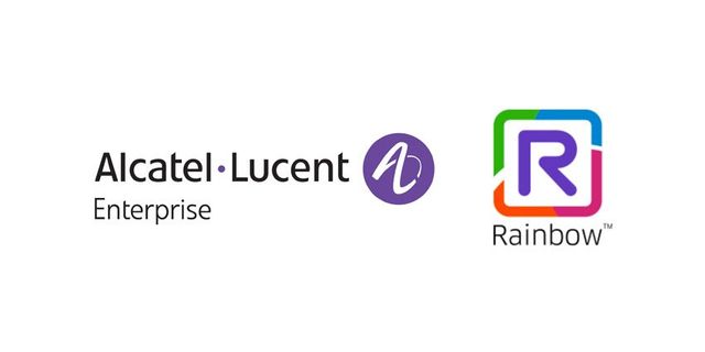 Loghi Alcatel-Lucent Enterprise e Rainbow su sfondo bianco.