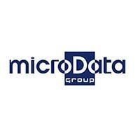 Logo di MicroData Group in blu scuro su sfondo bianco.