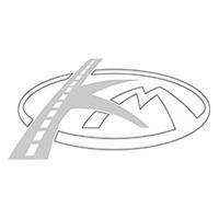Logo stilizzato in grigio di una strada che si snoda in una forma circolare con montagne sullo sfondo.