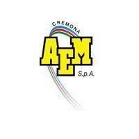 Logo di Cremona AFM SpA in giallo e nero con linee curve multicolori