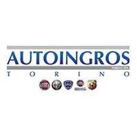 Logo di Autoingros Torino con testo blu e diversi piccoli loghi di marchi automobilistici sottostanti.