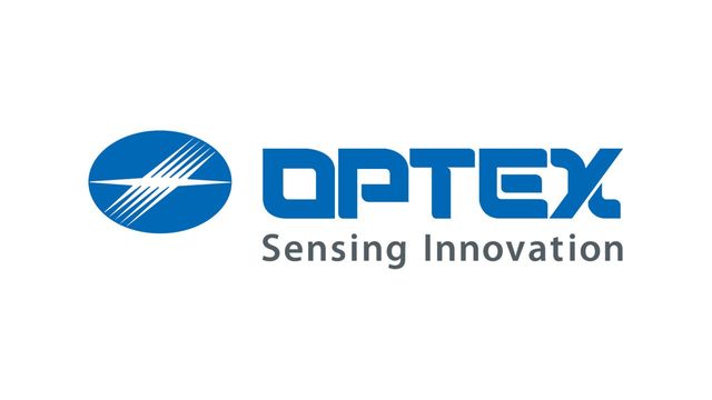 Logo OPTEX con icona blu e testo "Innovazione nel rilevamento"