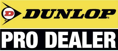 Dunlop logo on a yellow background, with the words 