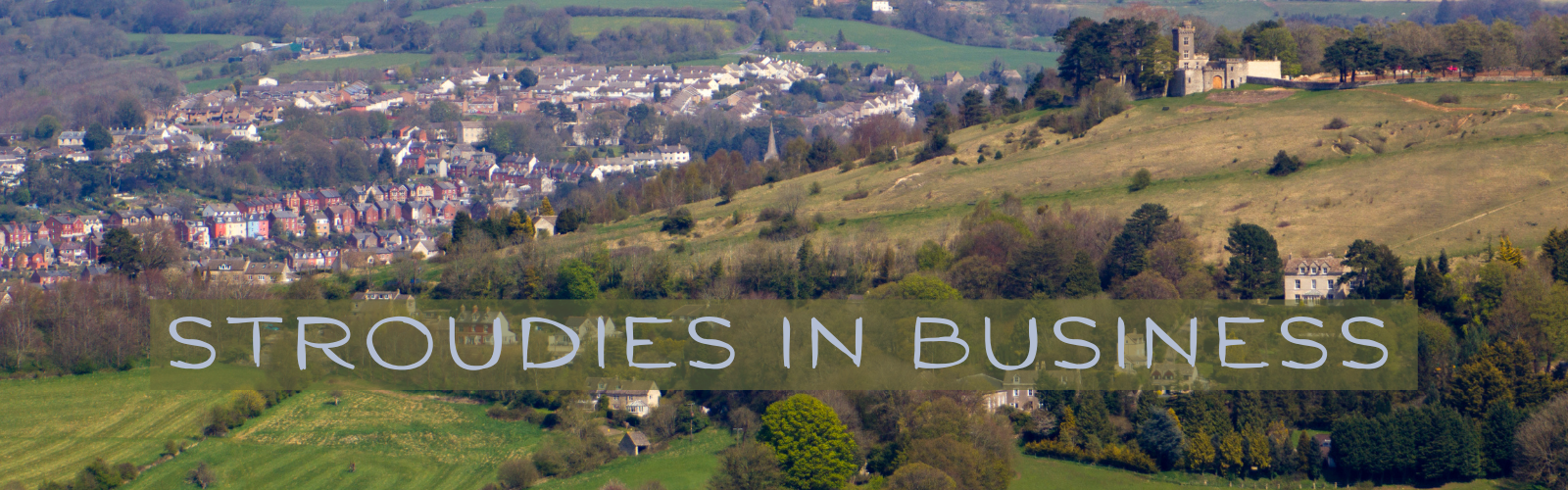 A view of Rodborough Fort and Common above Stroud, from Selsley Common, with the town behind