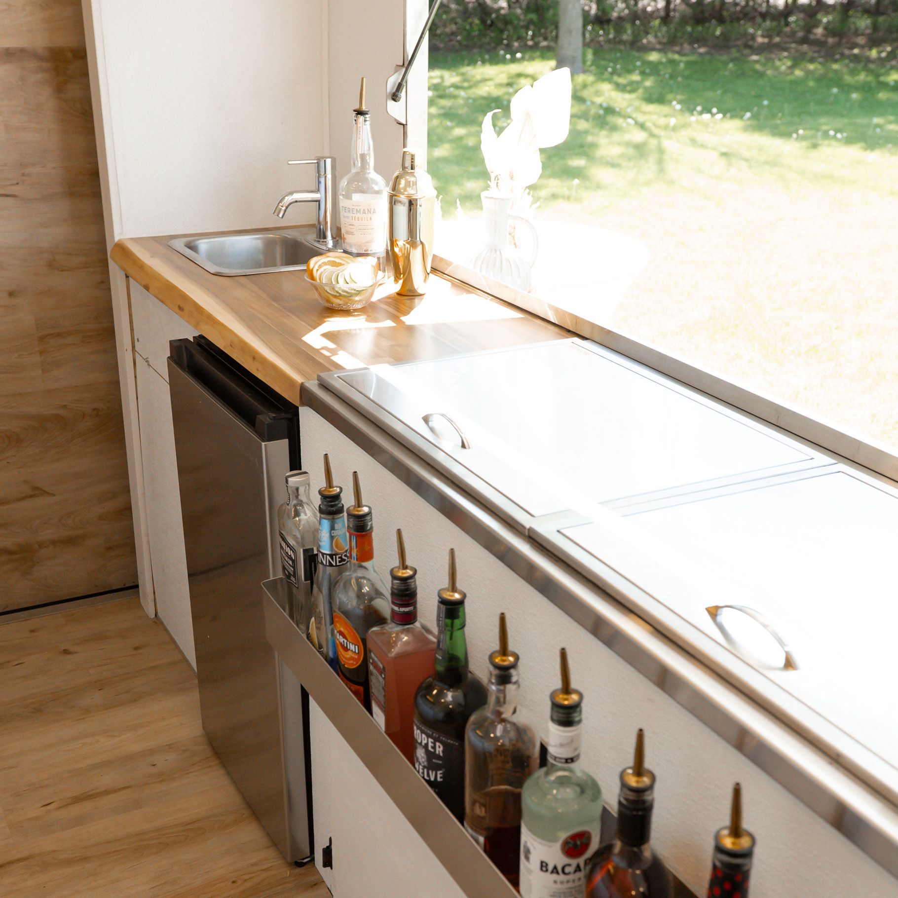 Interior shot of The Cocktail Cart serving bar
