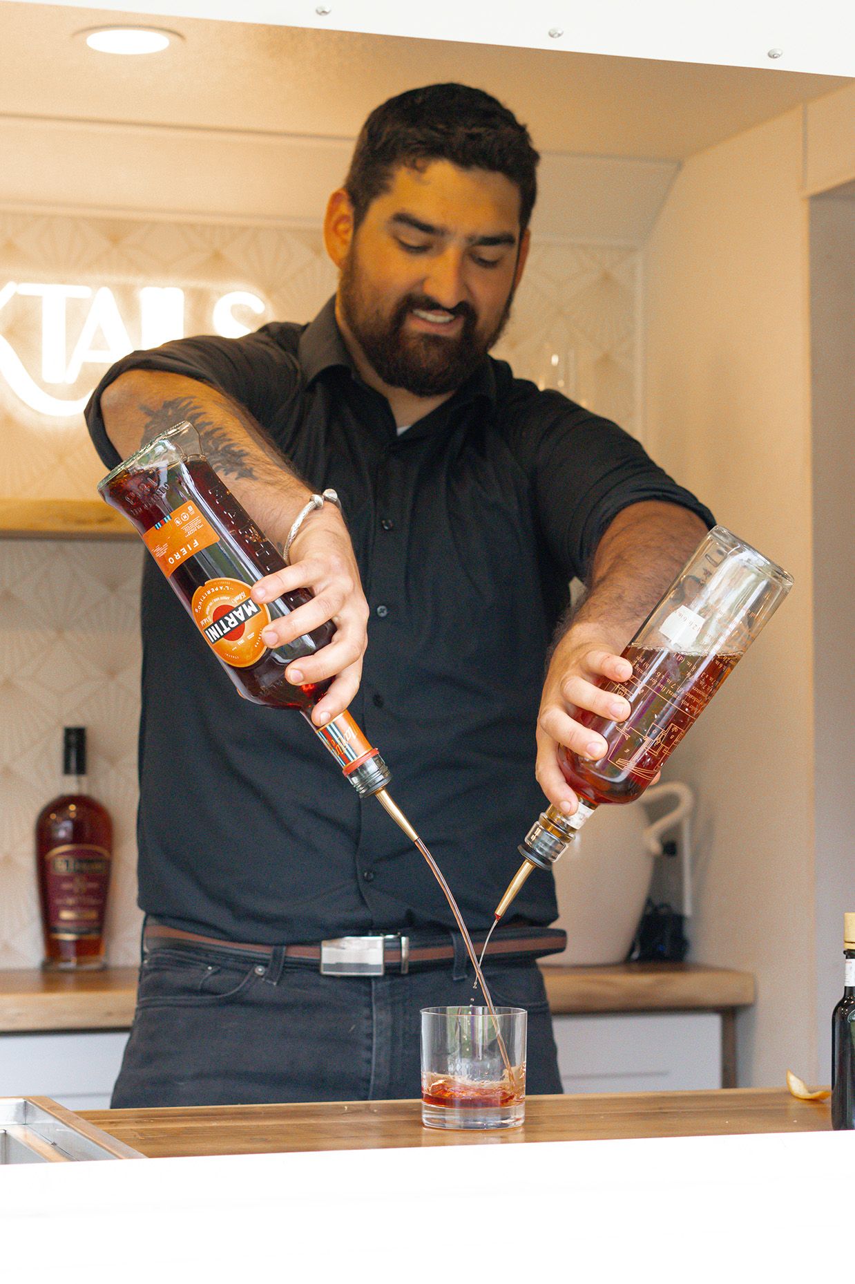 Bartender mixing a cocktail