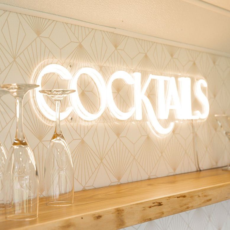cocktail cart neon sign