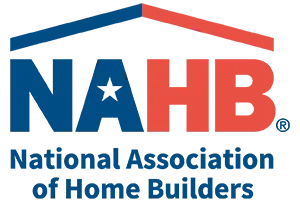 Logo of the National Association of Home Builders: Blue and red roof over 