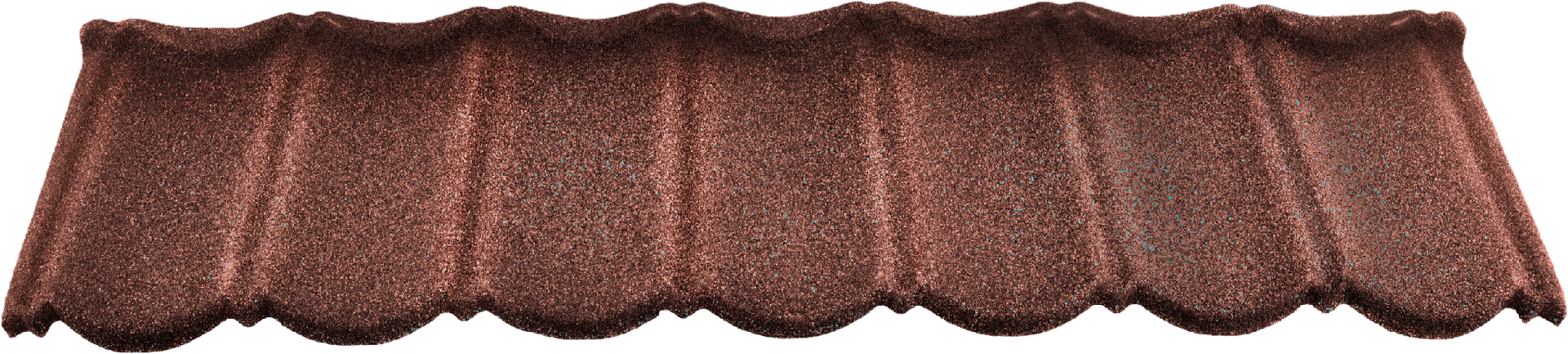 Brown corrugated roof panel with wavy texture on a white background