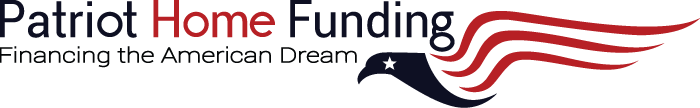 A patriot home funding logo with an american flag on it