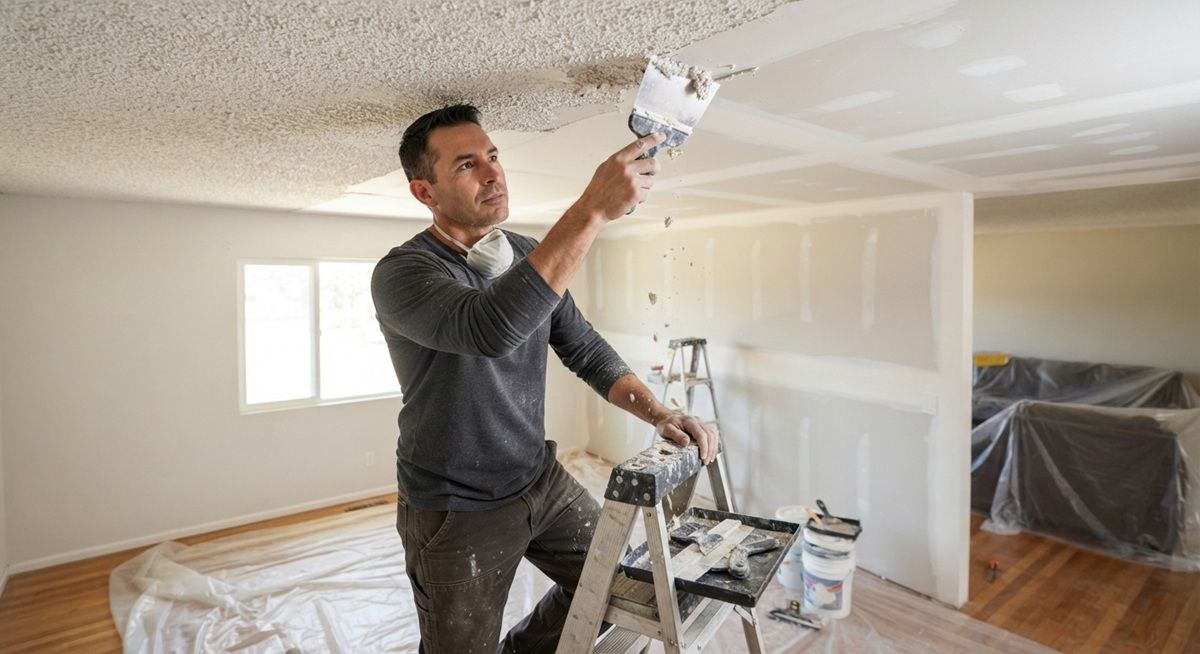 Recent ceiling surface preparation project in Porterville, CA