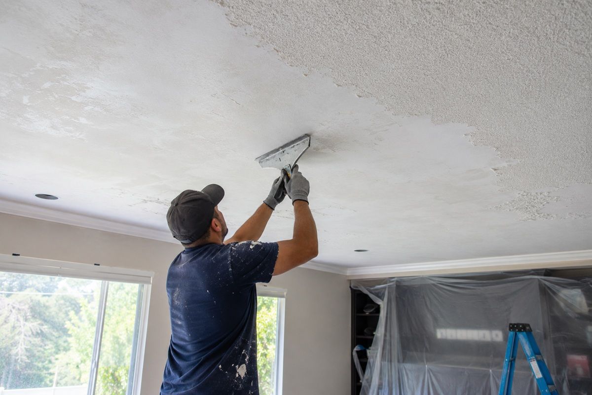 Recent popcorn ceiling removal project completed in Porterville, CA