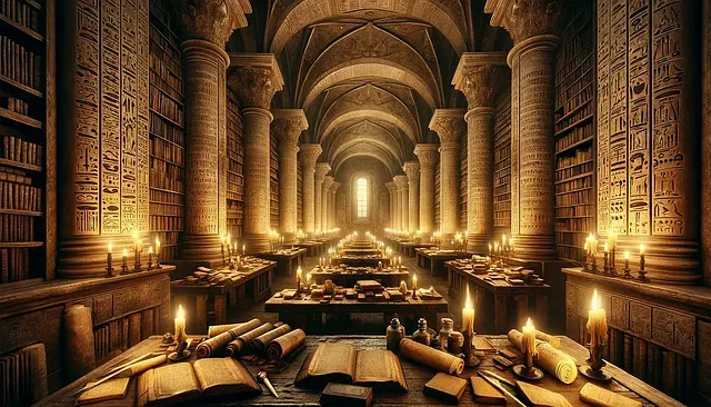 A library filled with lots of books and candles.