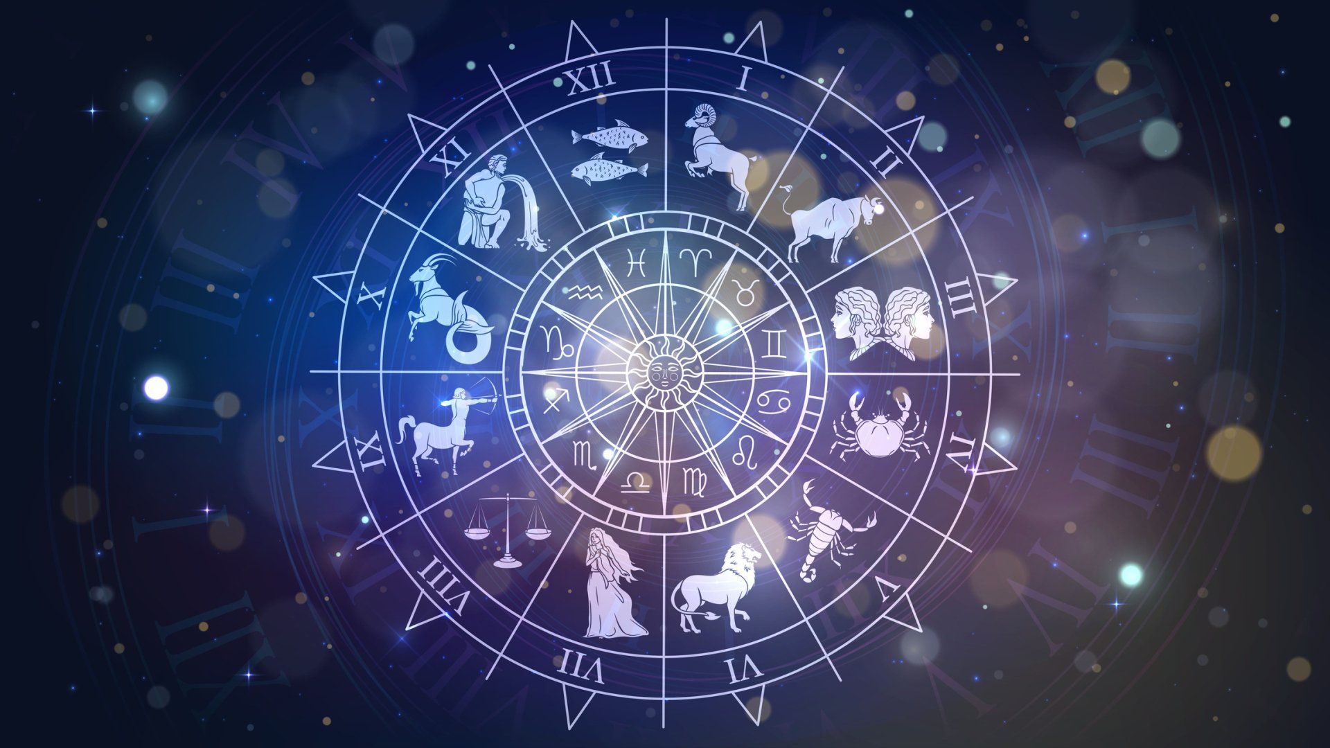 A zodiac circle with all the zodiac signs in it