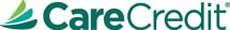 A close up of a carecredit logo on a white background.