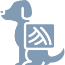 A dog is holding a box in its mouth.