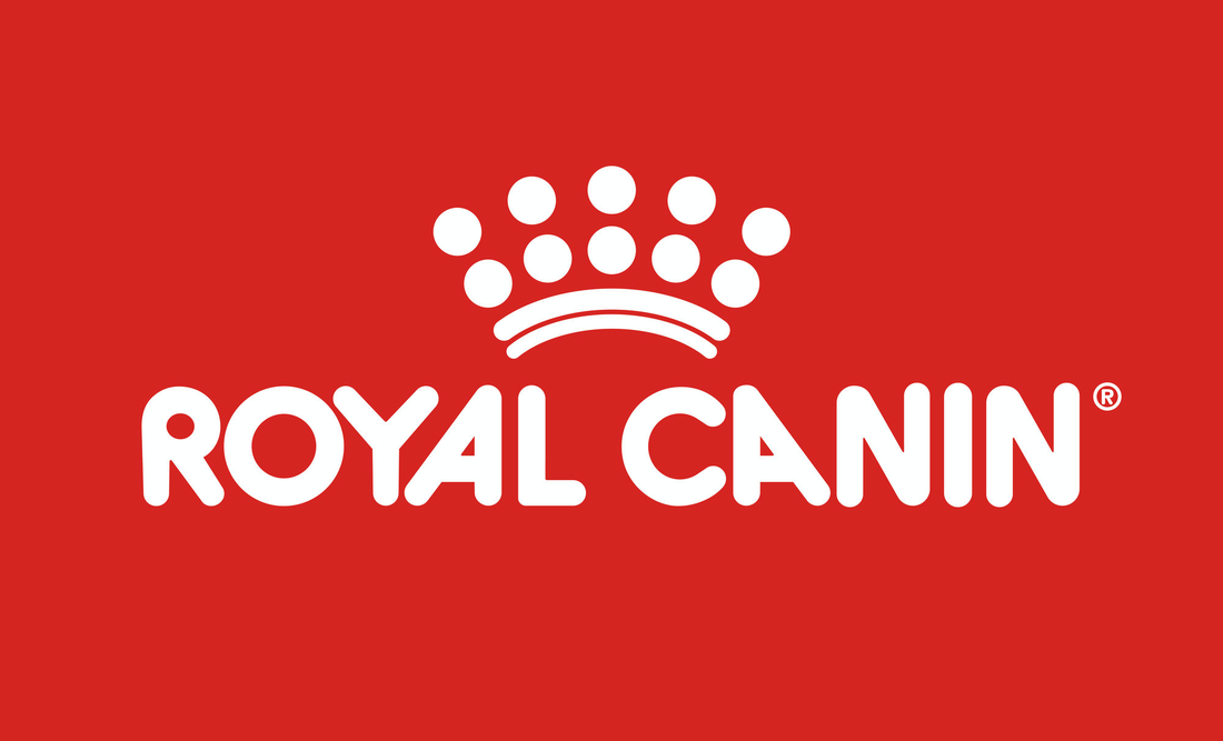 The royal canin logo is on a red background.