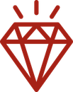 A red diamond icon on a white background.