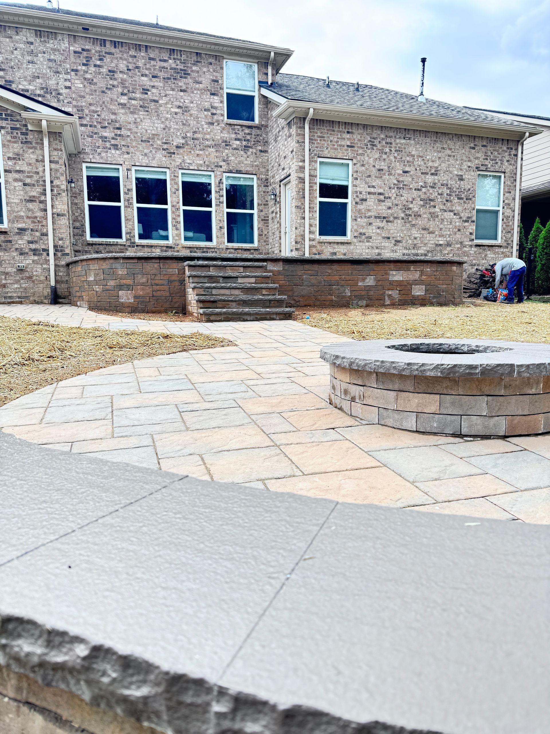 custom hardscape techo bloc with concrete patio custom design franklin tn
