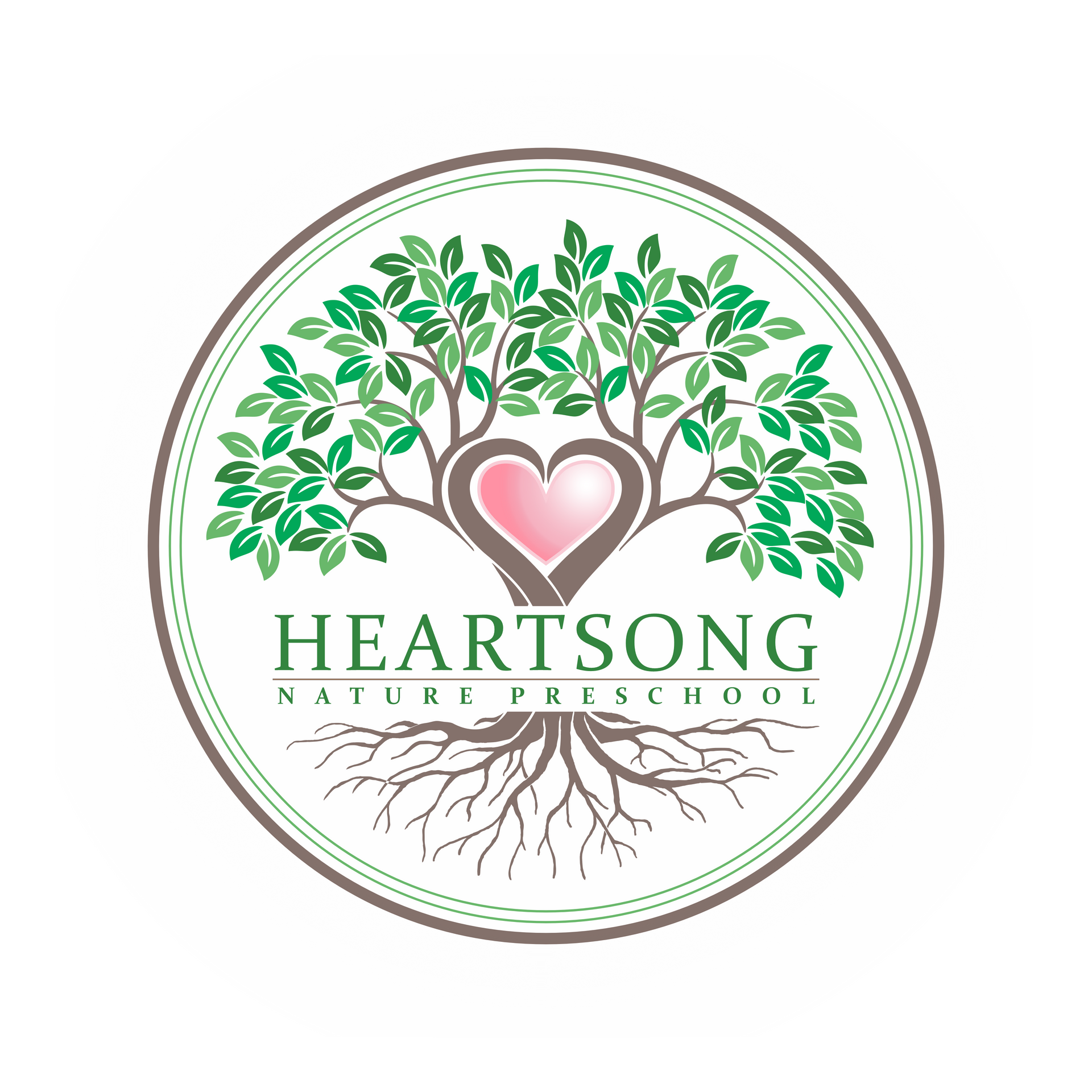 Logo for Heartsong Nature Preschool: Love is at the center. It is the Heartsong of childhood