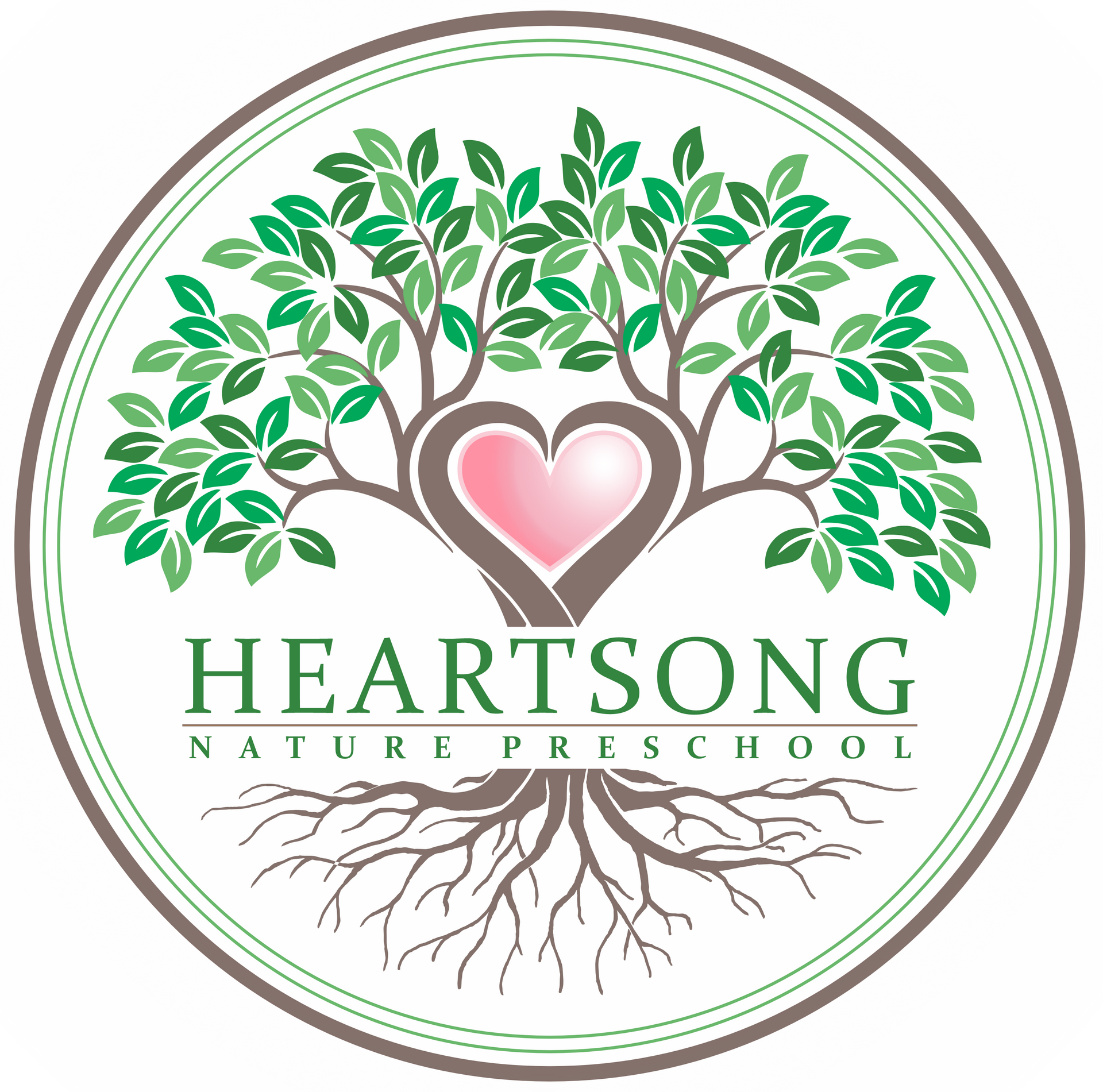 Logo for Heartsong Nature Preschool: Love is at the center. It is the Heartsong of childhood