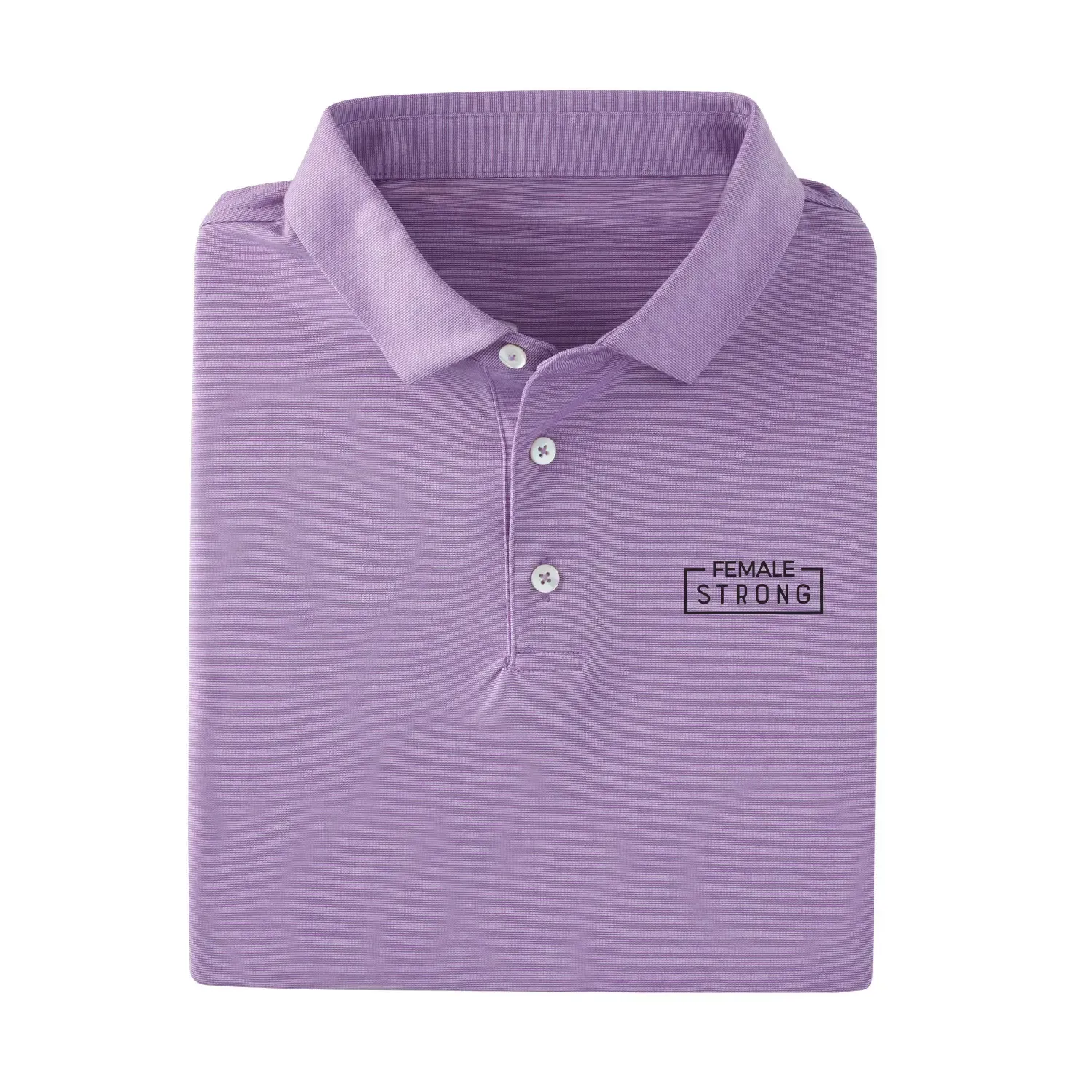Pre-embroidered with Female Strong Logo: Men's Butter Stripe Polo
